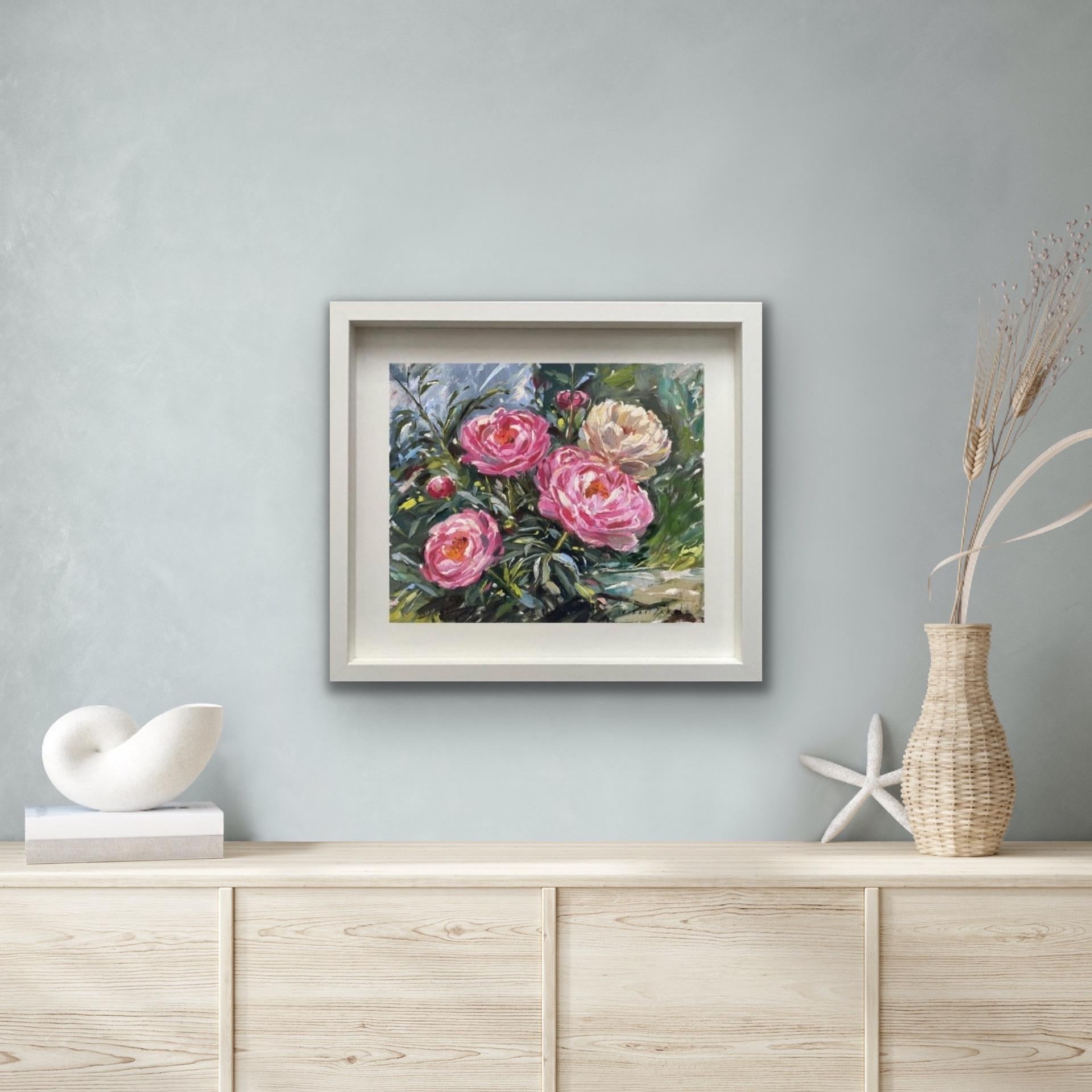 Tushar Sabale, Pink and White Peonies, Original Floral Painting, Affordable Art 1