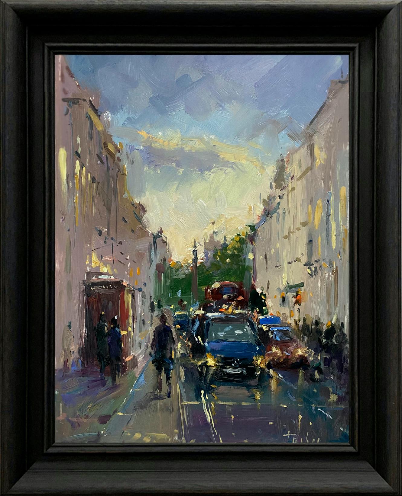 Tushar Sabale Landscape Painting - Regent Street St James at Twilight-ORIGINAL Impressionism cityscape oil painting