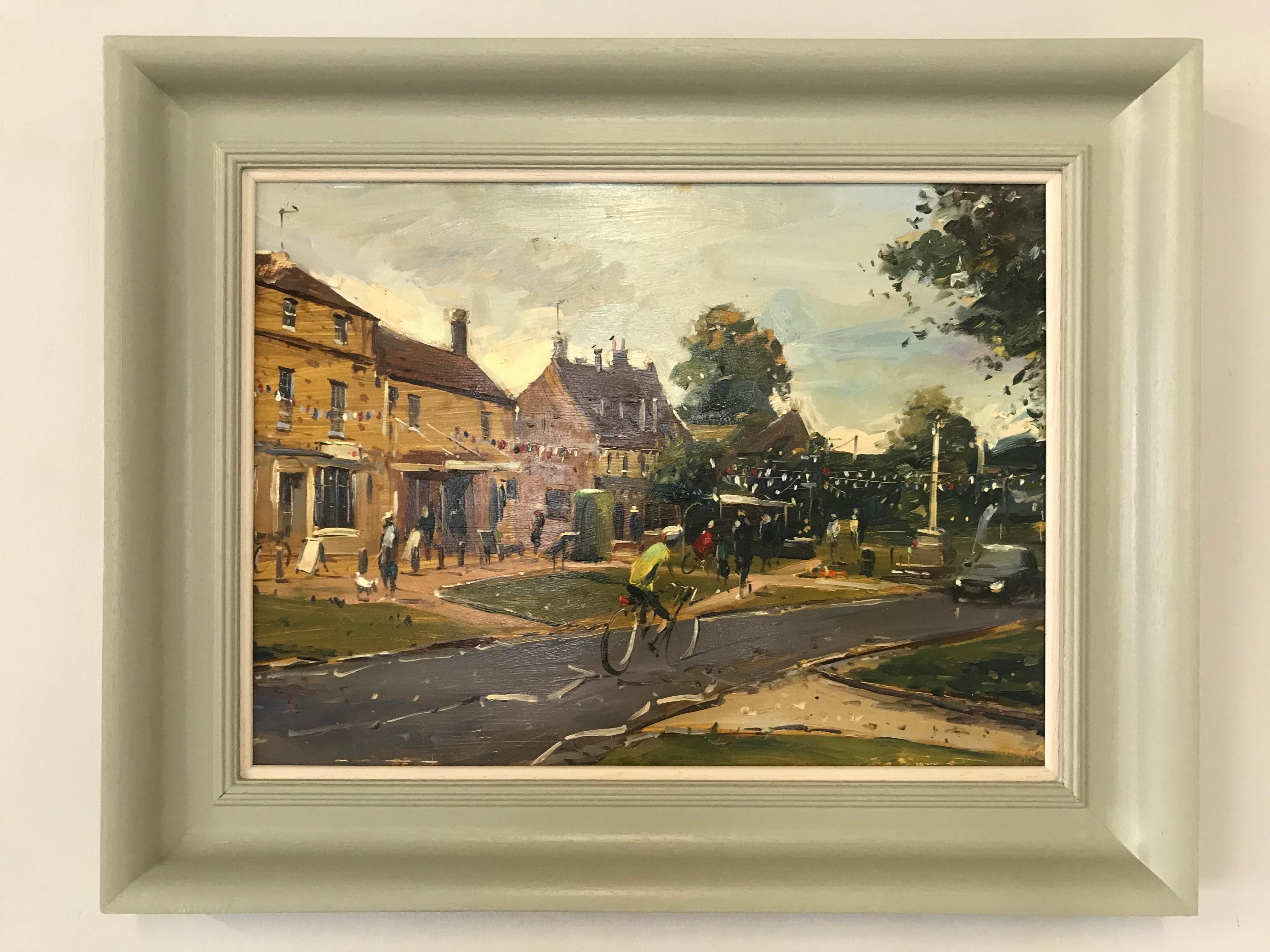 Broadway, Cotswold with Oil on Board, Painting by Tushar Sabale For Sale 1