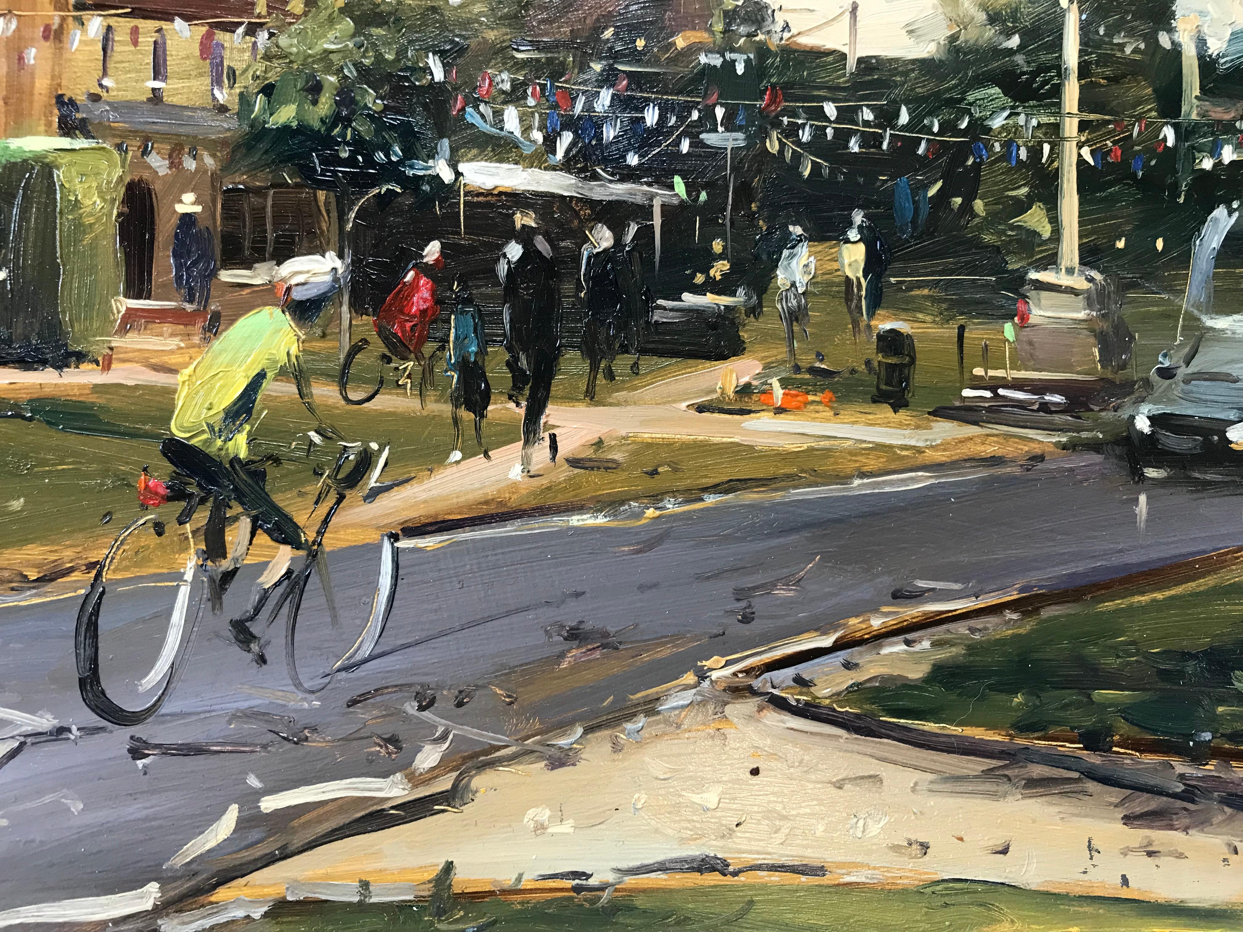 Broadway, Cotswold with Oil on Board, Painting by Tushar Sabale For Sale 3