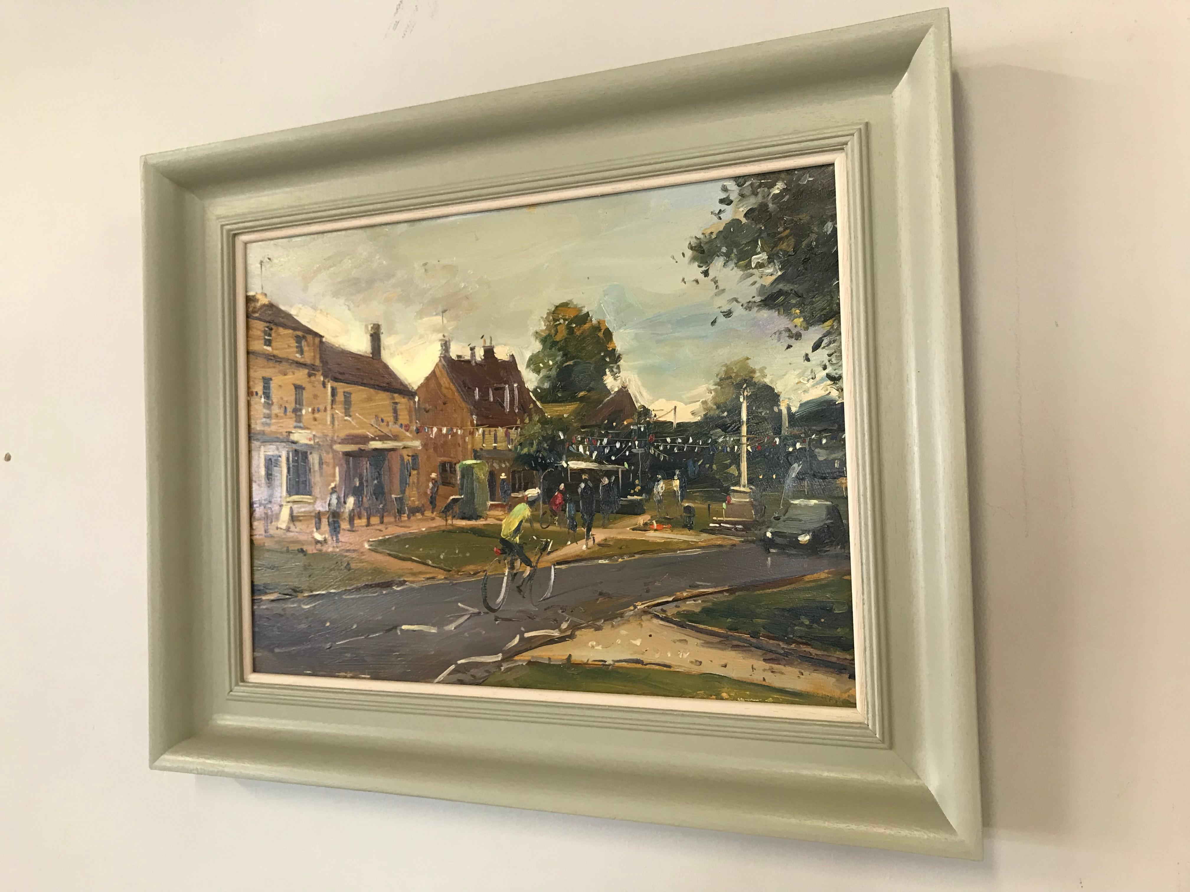 Broadway, Cotswold with Oil on Board, Painting by Tushar Sabale For Sale 4