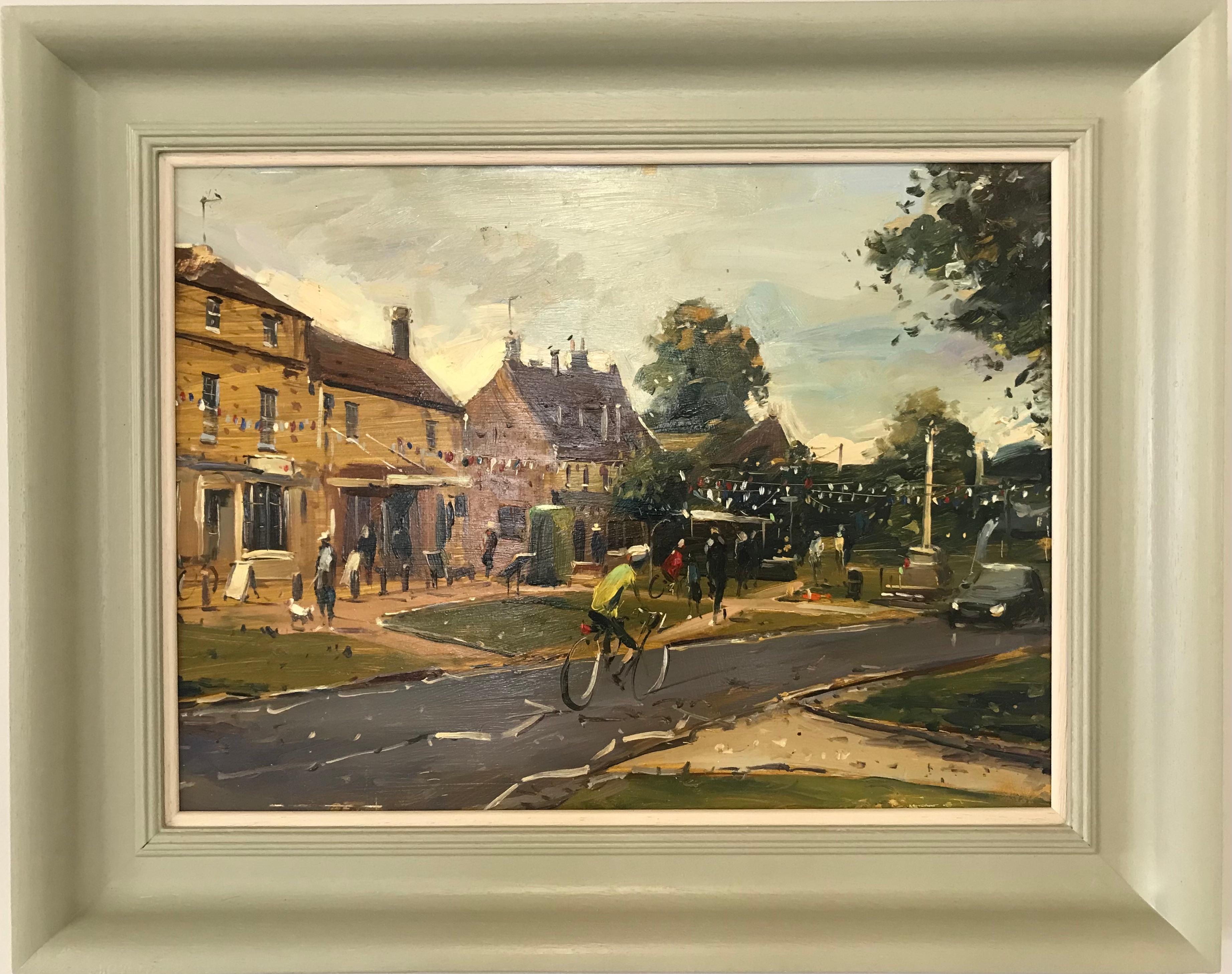Broadway, Cotswold with Oil on Board, Painting by Tushar Sabale For Sale 5