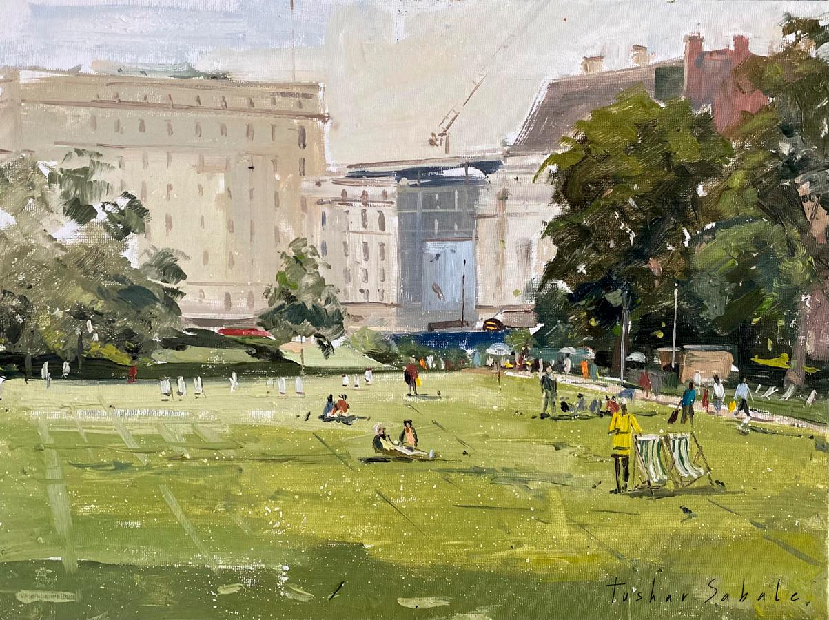 Grüner Park, London, Traditionelles Cityscape-Gemälde, zeitgenössisches Londoner Gemälde
