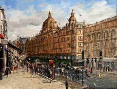 Harrods, London, Impressionist Style Cityscape Painting, Traditional London Art