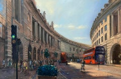 Summer Shoppers on Regent Street - cityscape impressionism - contemporary art