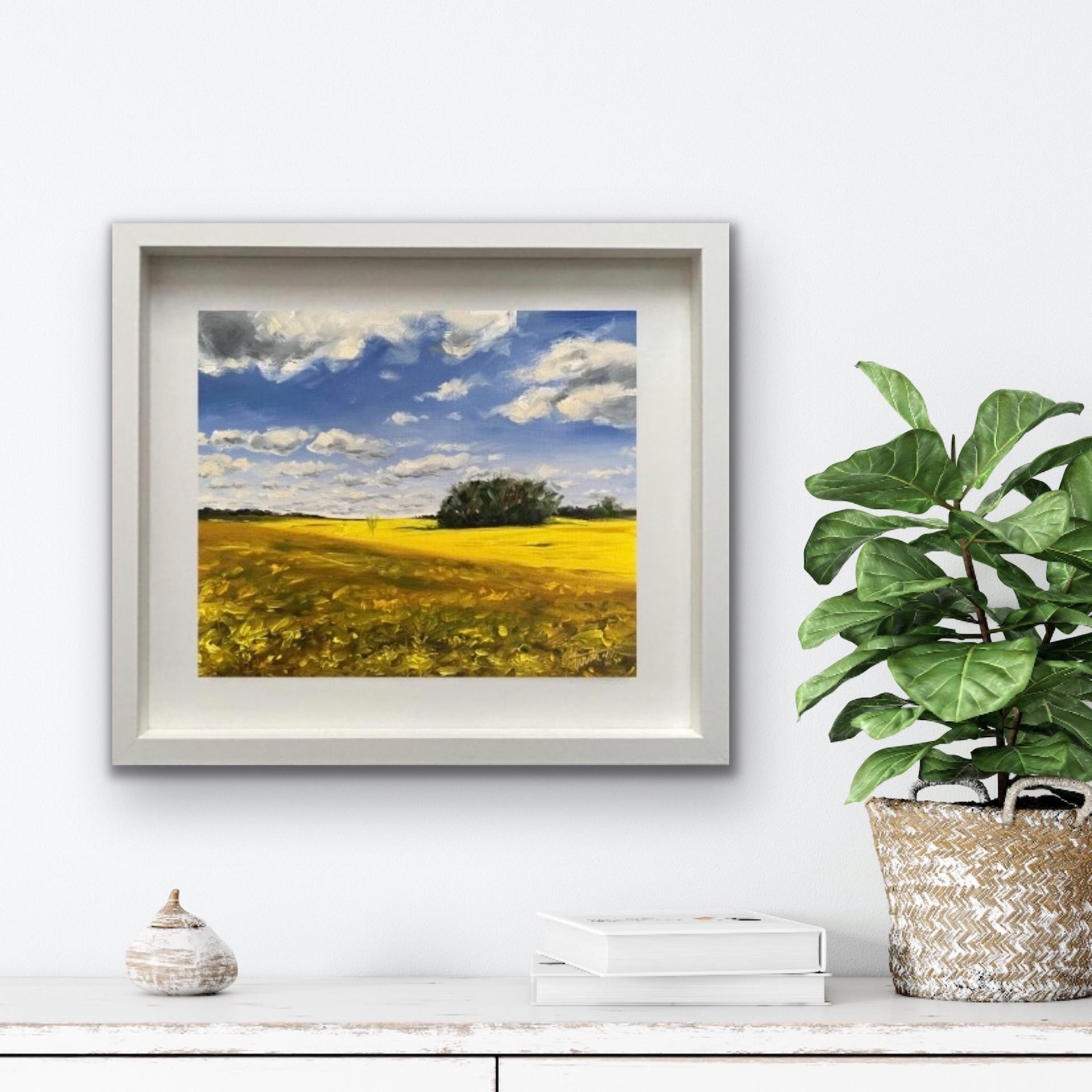 Tushar Sabale, Rapeseed Fields in Cotswold, Original-Ölgemälde, Kunst online im Angebot 4