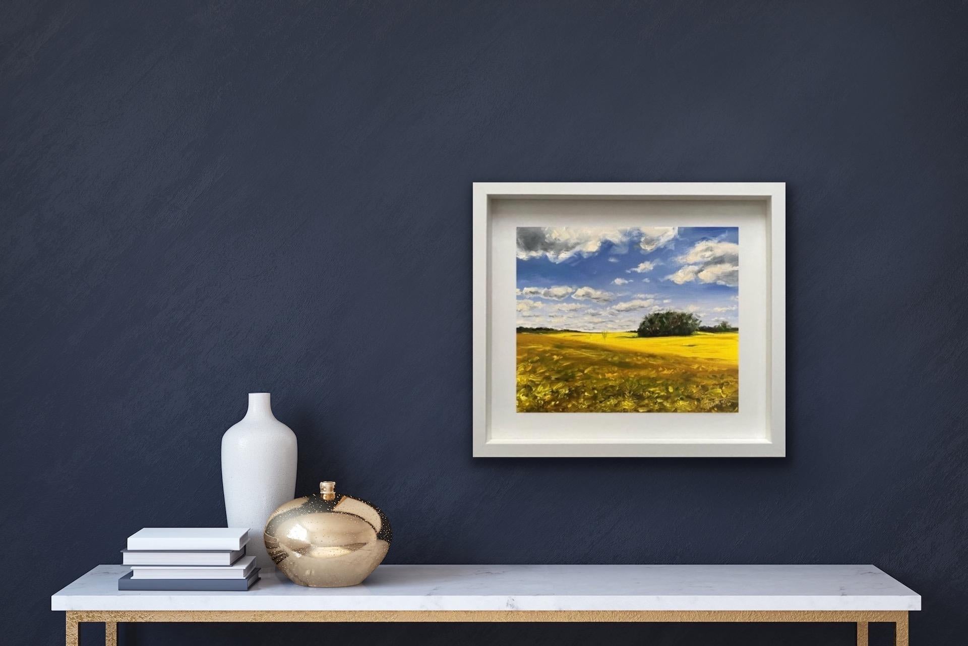 Tushar Sabale, Rapeseed Fields in Cotswold, Original-Ölgemälde, Kunst online im Angebot 5