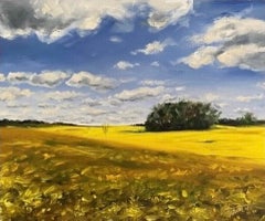 Tushar Sabale, Rapeseed Fields in Cotswold, Original Oil Painting, Art Online