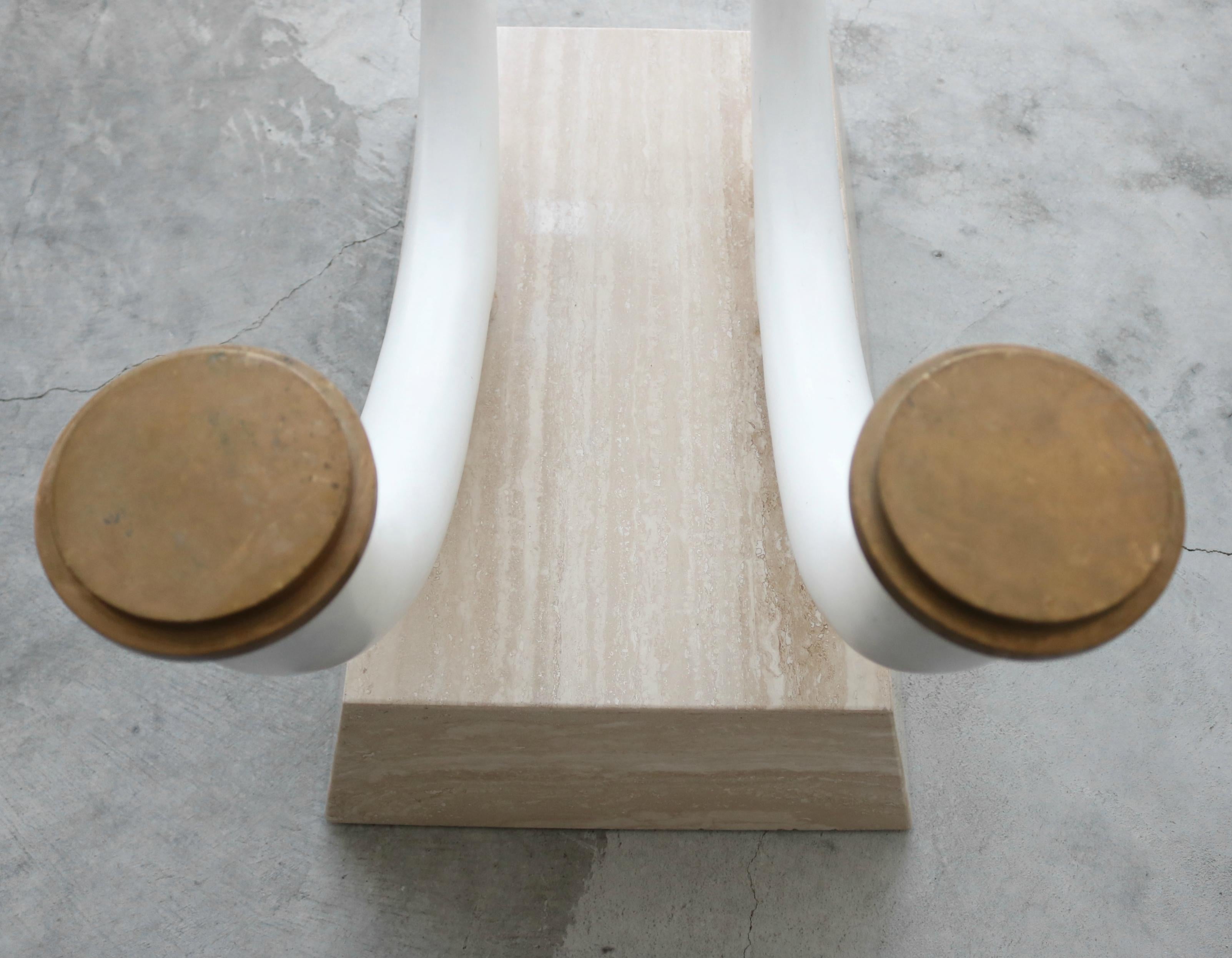 20th Century Tusk and Travertine Table Base
