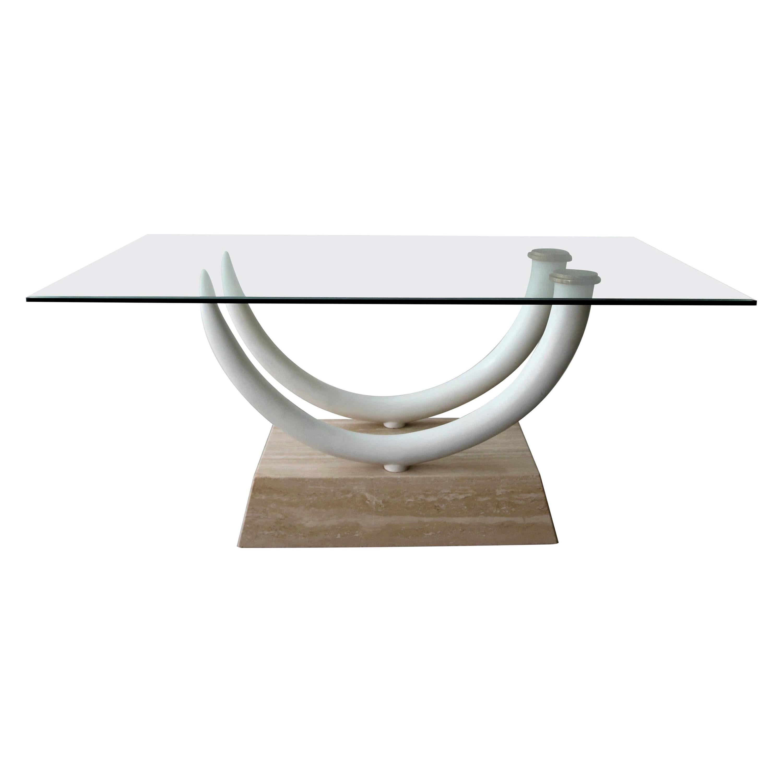 Tusk and Travertine Table