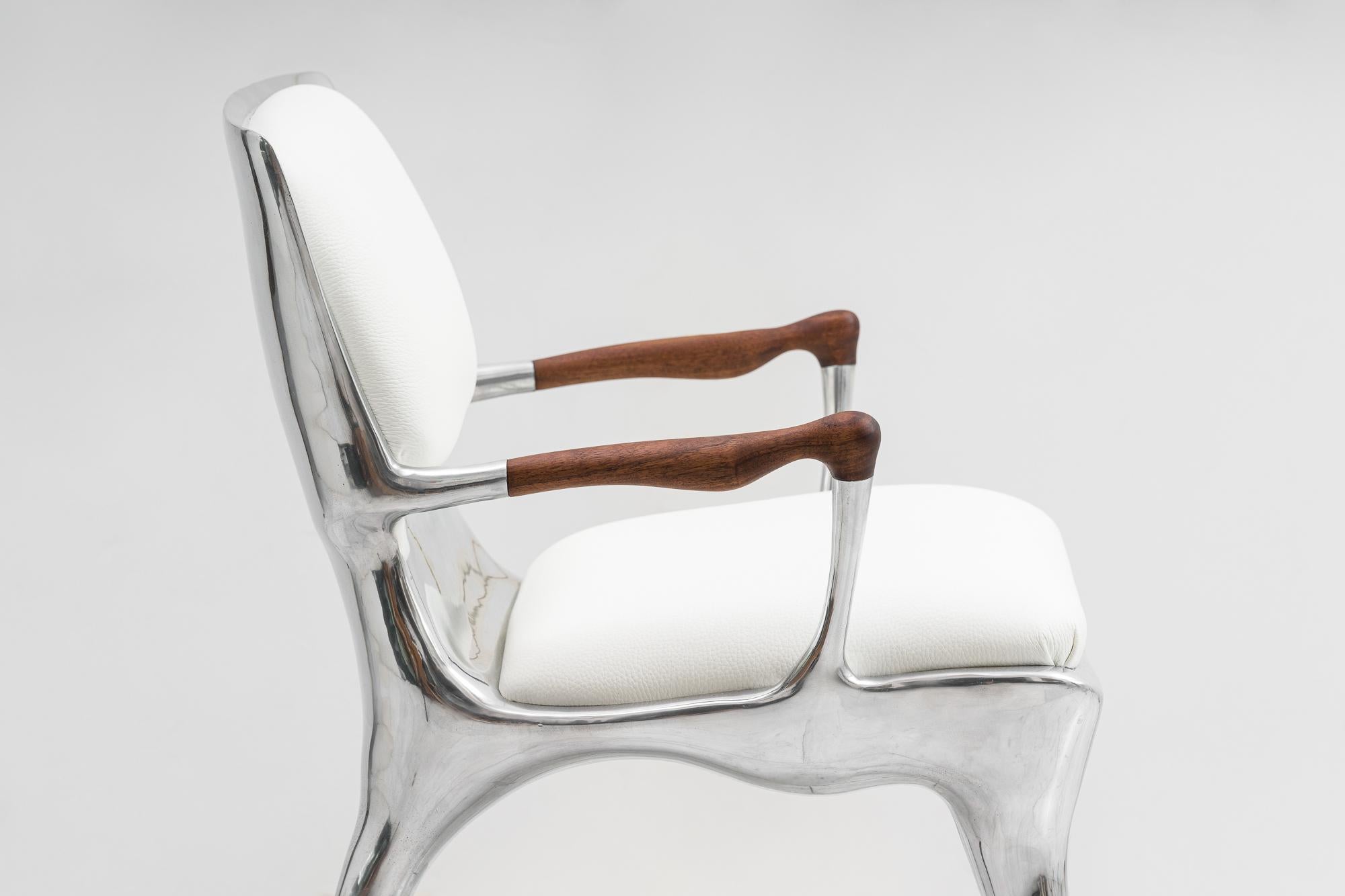American Tusk Arm Chair, Polished Aluminum, USA, 2023 For Sale