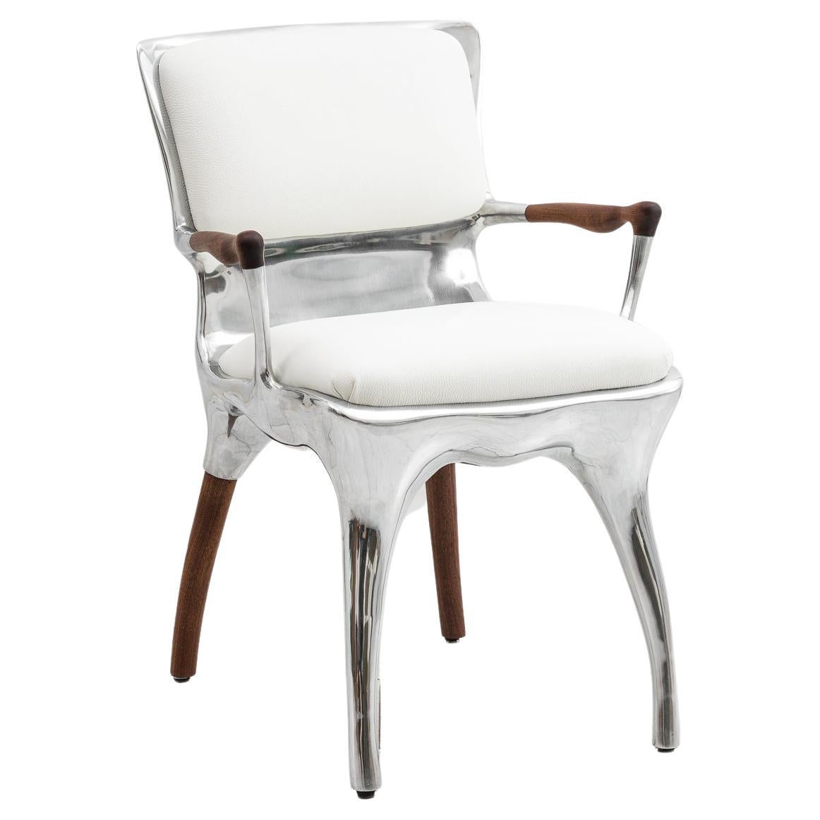 Tusk Arm Chair, Polished Aluminum, USA, 2023 For Sale