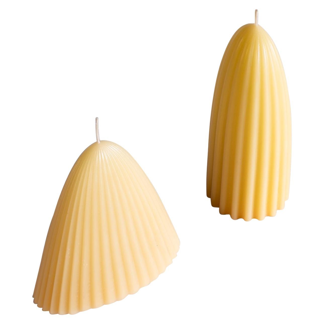 Tusk Candle, Set of Two, Natural Beeswax