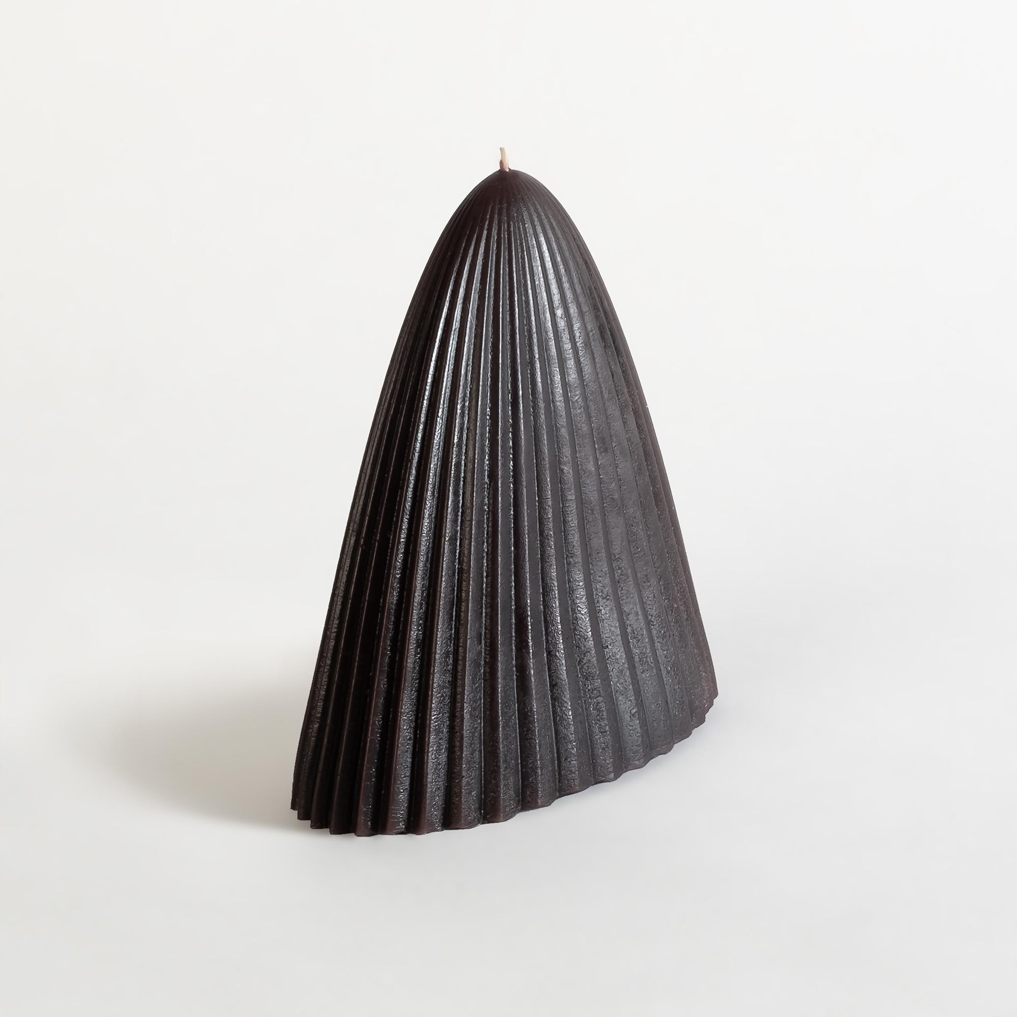 Contemporary Tusk Candle, Small, Black Beeswax For Sale