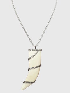 Tusk Shape with Diamonds Pendant Chain Paradizia Necklace N3981