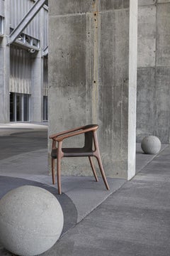 Tusk Sling Chair in Saddle Leather & Walnut by Möbius Objects