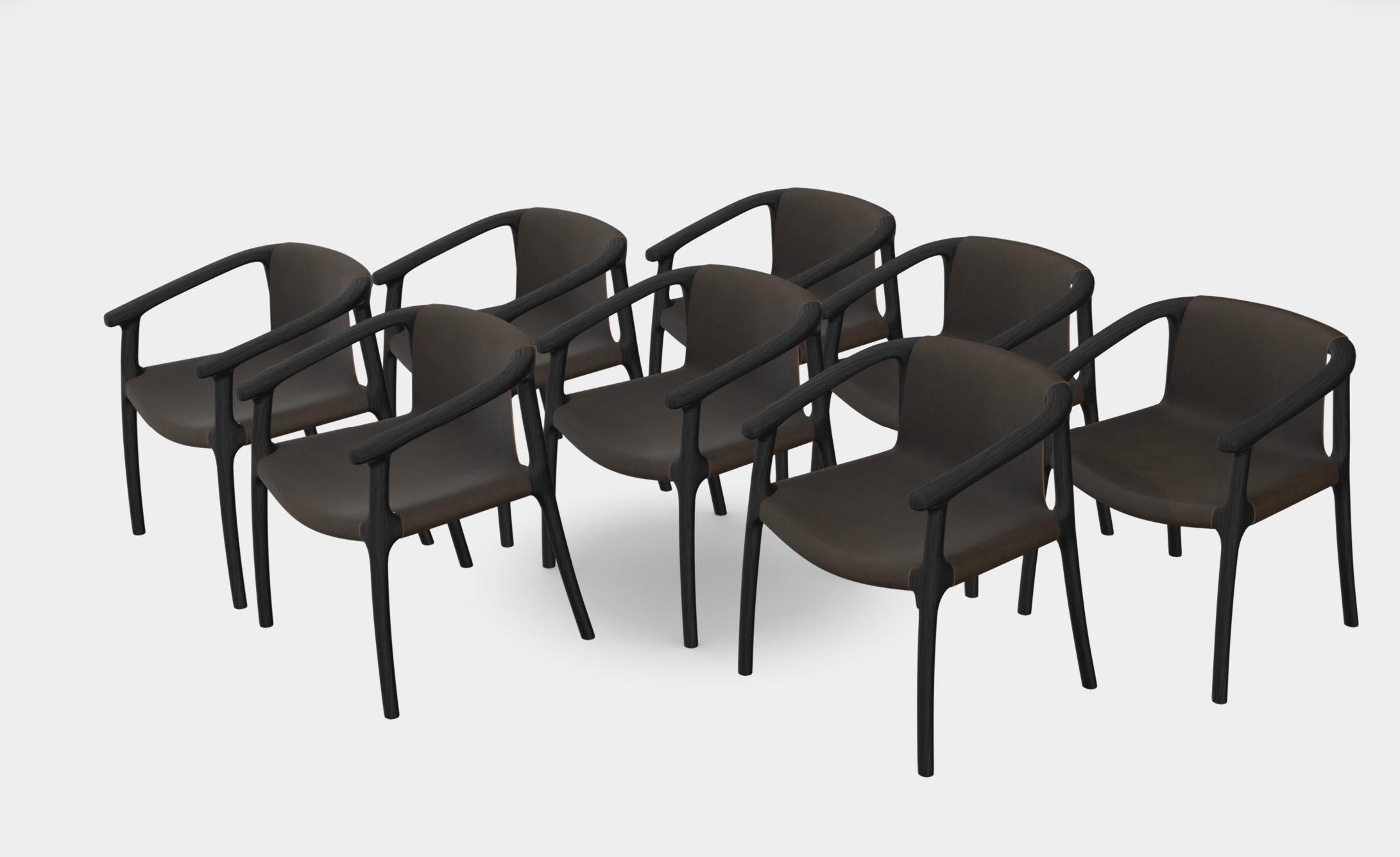 Tusk Sling Chair - Set of 8 - Ready to Ship in Black Ash  For Sale