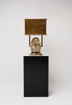 Midcentury brass Tutankhamun pharaoh Signed Table Lamp, 1970s