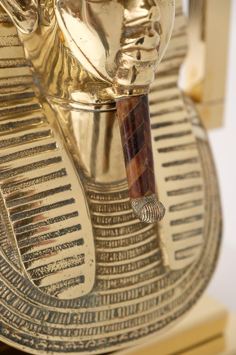 20th Century Midcentury brass Tutankhamun pharaoh Signed Table Lamp, 1970s For Sale
