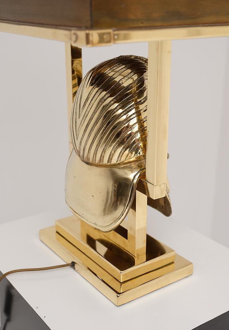Midcentury brass Tutankhamun pharaoh Signed Table Lamp, 1970s For Sale 1