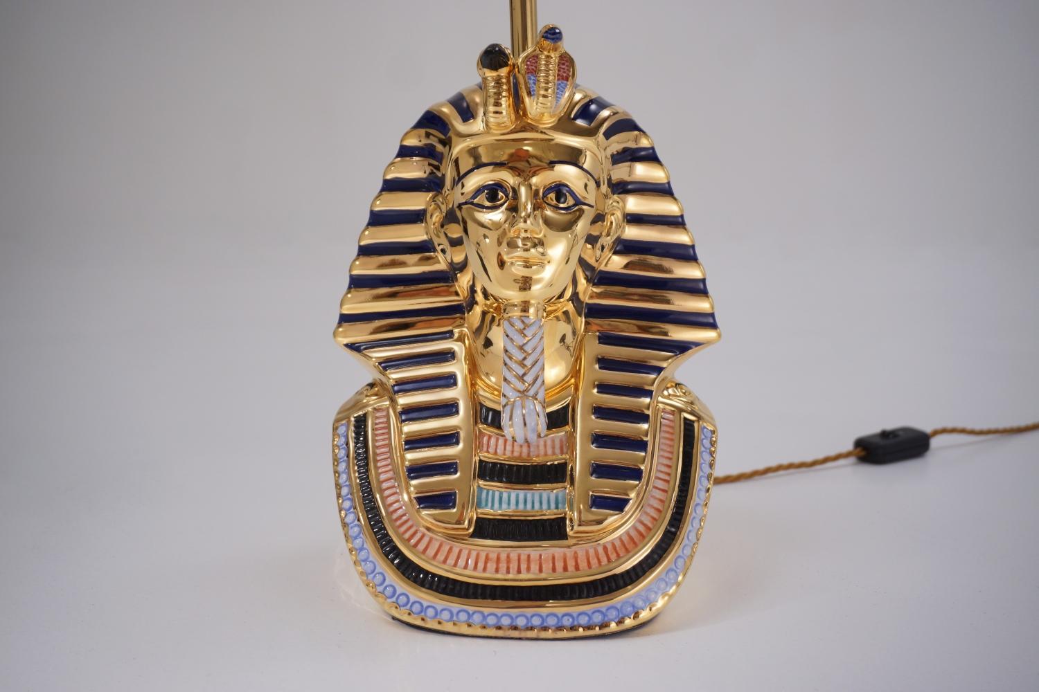 Post-Modern Tutankhamun Lamp Painted and Gilt Ceramic, Italian, , circa 1970s