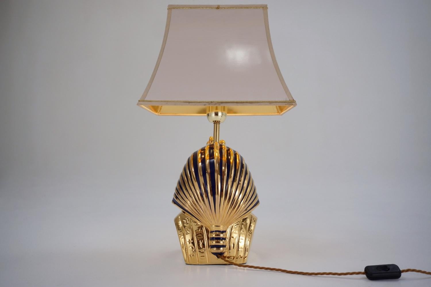 Tutankhamun Lamp Painted and Gilt Ceramic, Italian, , circa 1970s 1