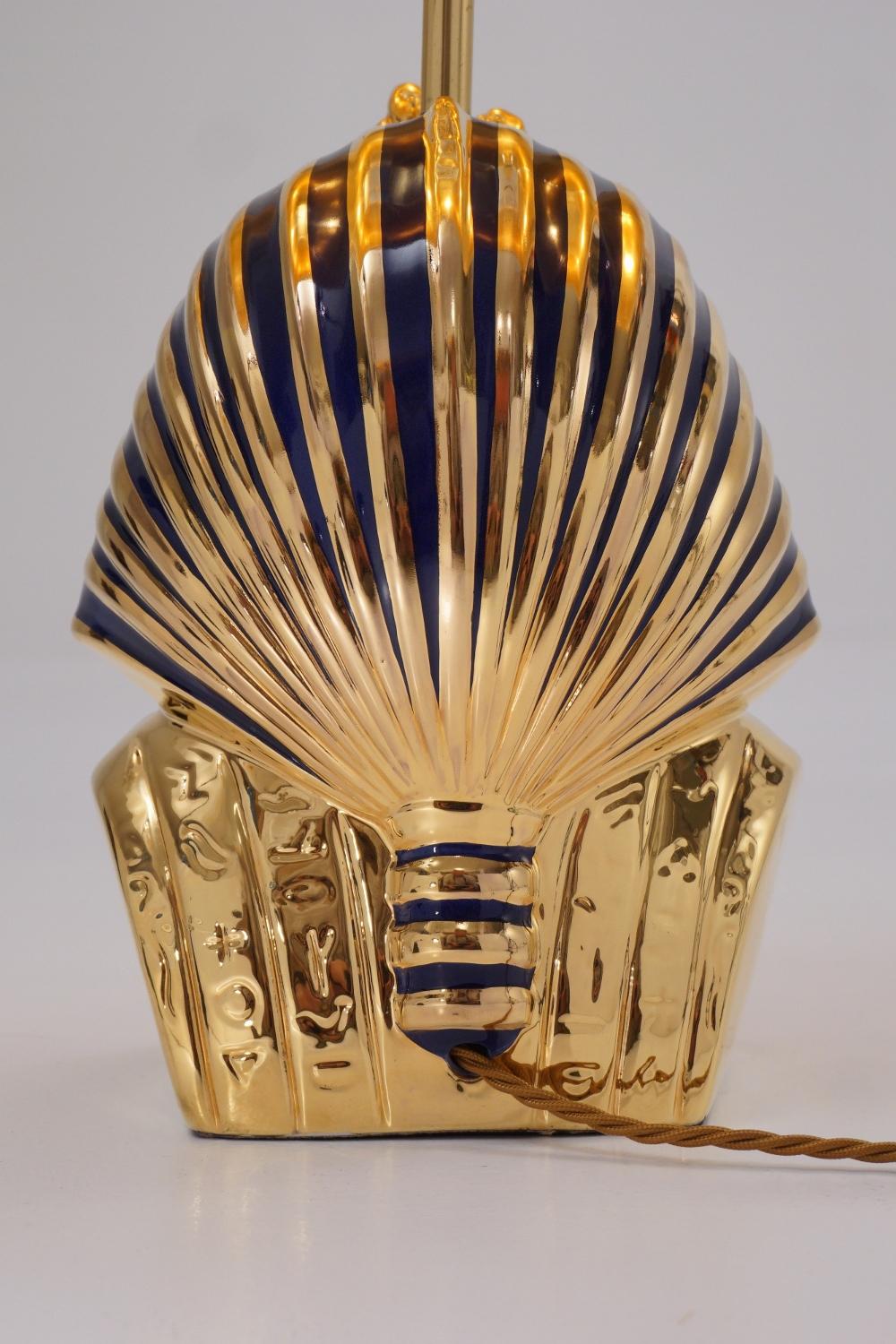 Tutankhamun Lamp Painted and Gilt Ceramic, Italian, , circa 1970s 2