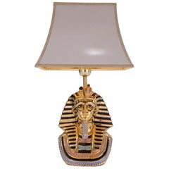 Vintage Tutankhamun Lamp Painted and Gilt Ceramic, Italian, , circa 1970s