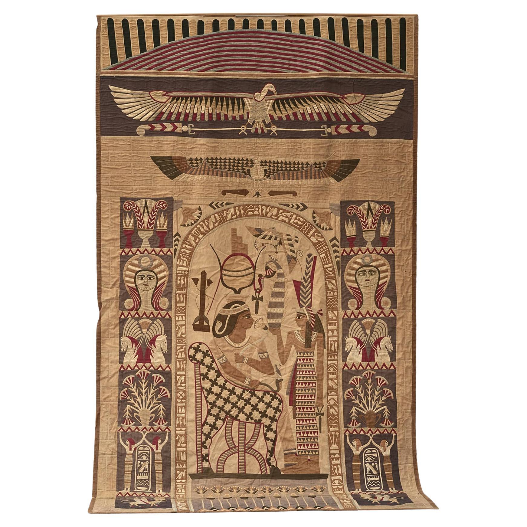 "Tutankhamun" - Textile Patchwork Tapestry c 1925 For Sale