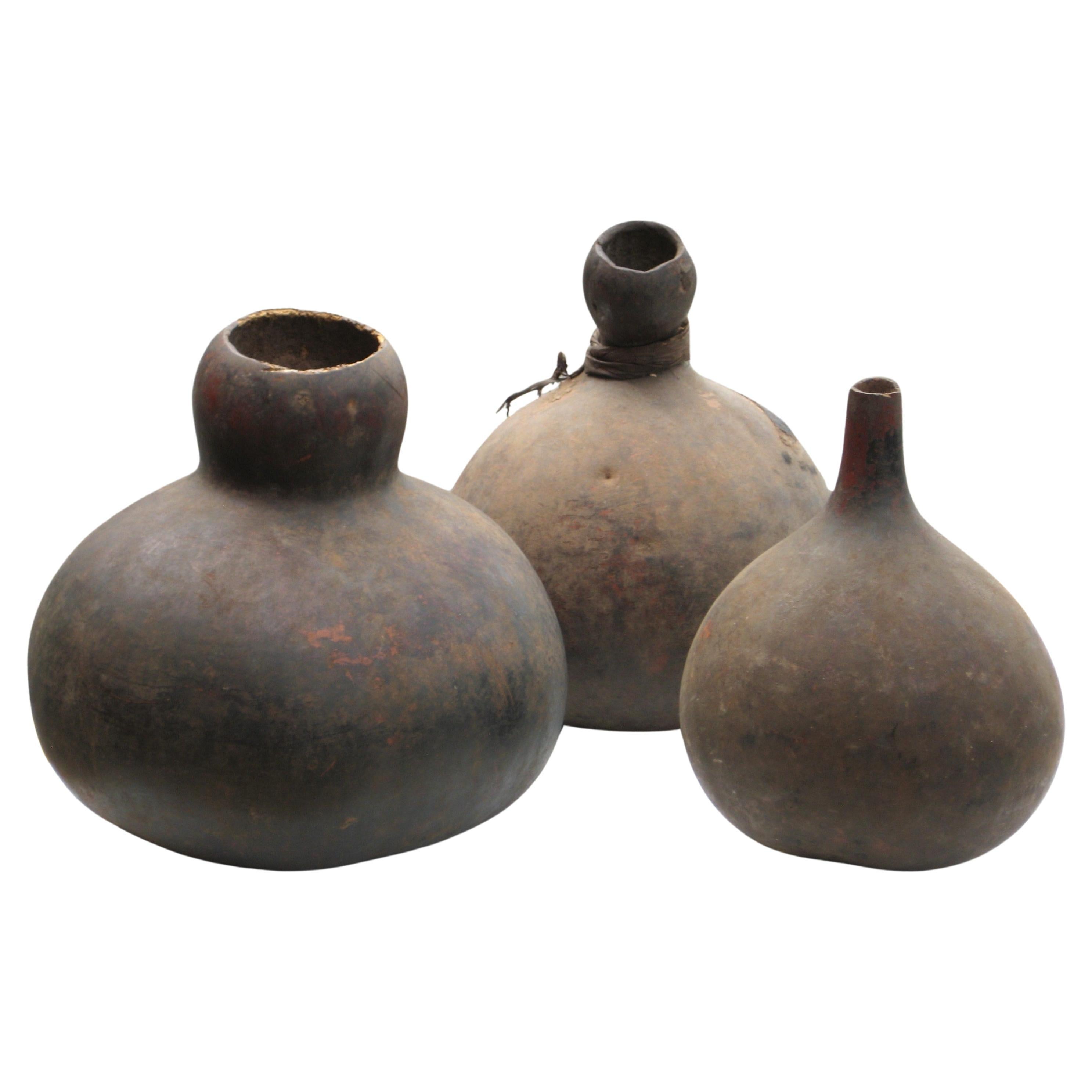 Burundian Three Tutsi Gourd Vessels Burundi Africa For Sale