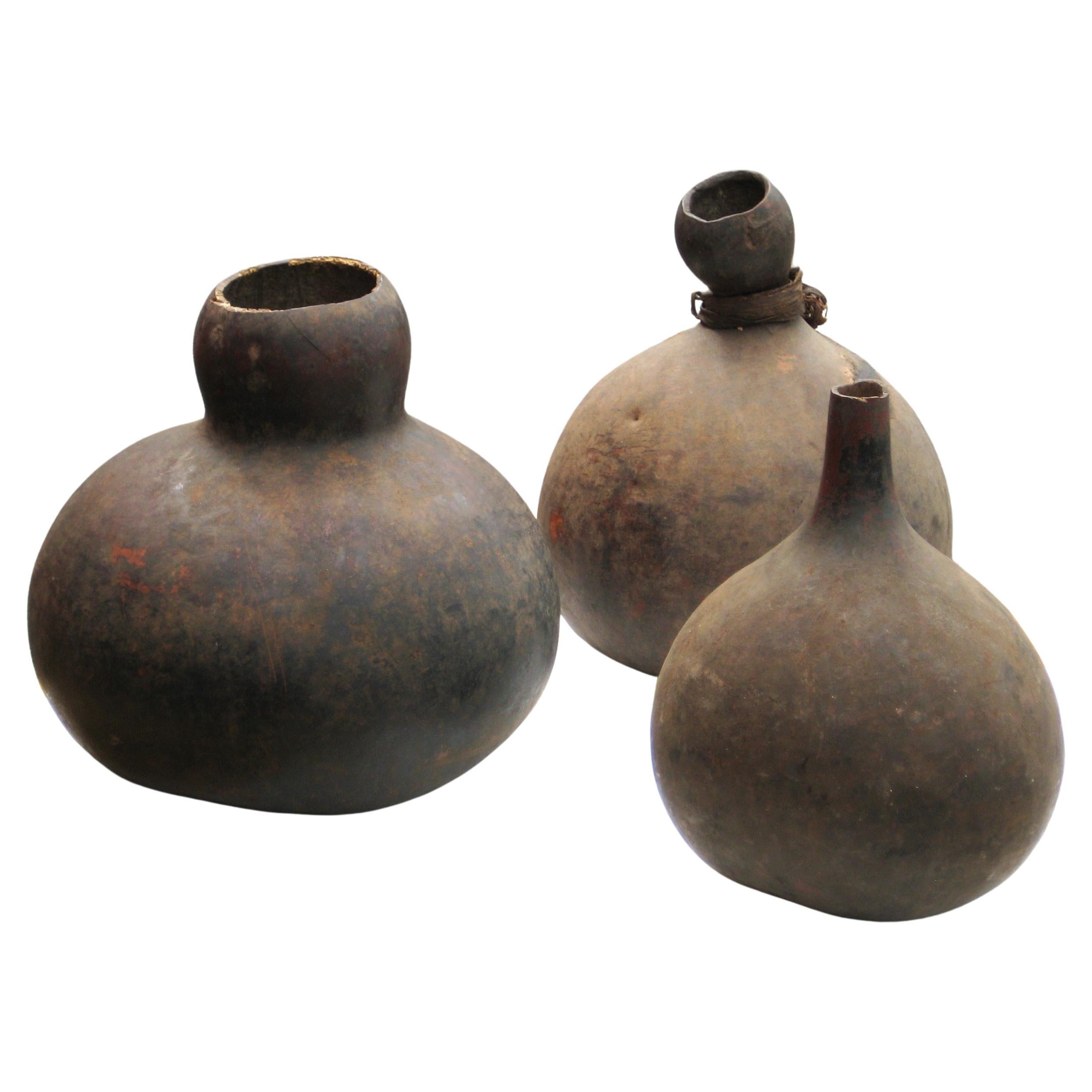 Three Tutsi Gourd Vessels Burundi Africa For Sale 1
