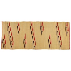 Tutsi Tribal Woven Flat Mat, Rwanda, Red and Black on Tan, Africa Geometric