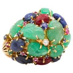 TUTTI FRUTTI 1935 Cocktail Ring In 18Kt Yellow Gold With 46.81 Cts In Gemstones