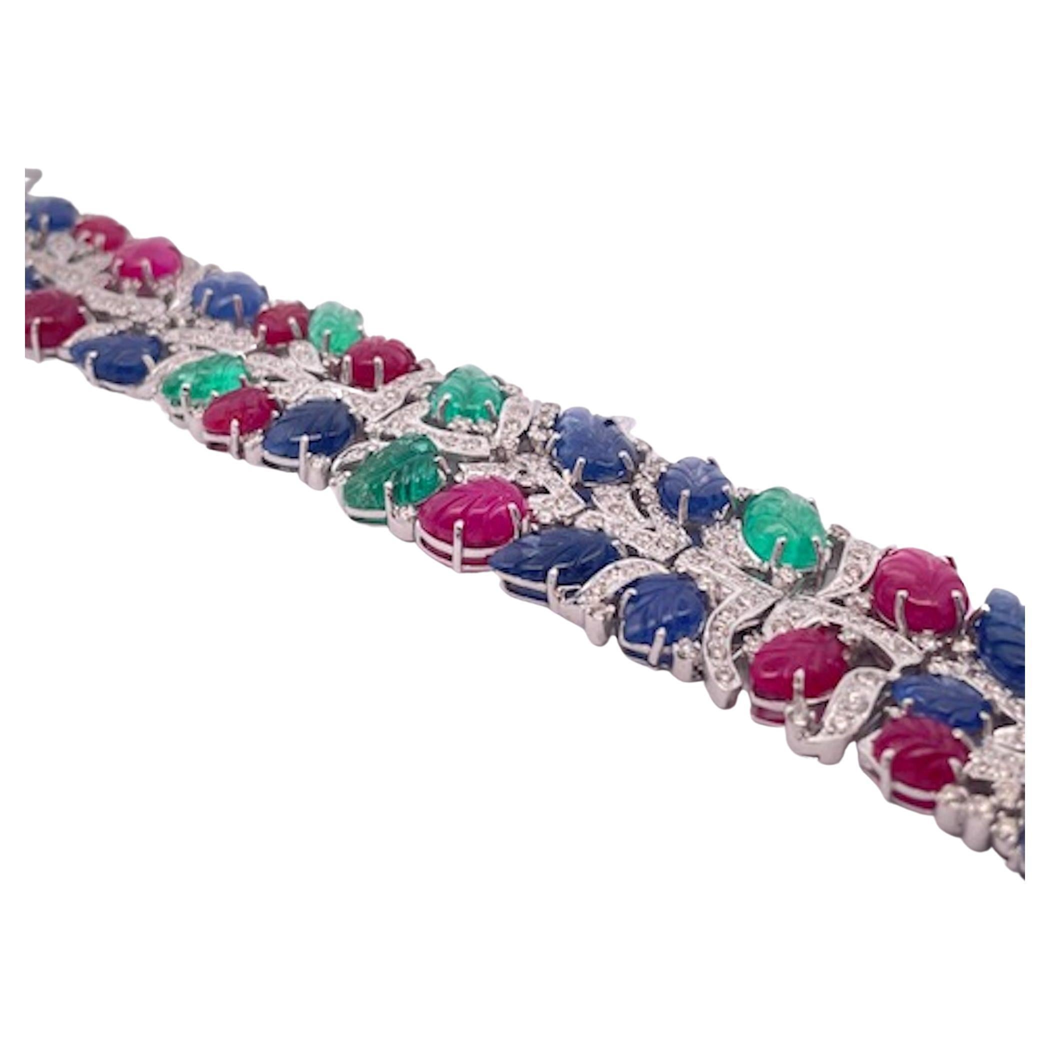 Bracelet Tutti Frutti en or blanc 18 carats en vente