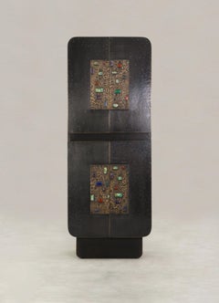 Tutti Frutti Bronze Cabinet Alto in ottone con pietre semipreziose