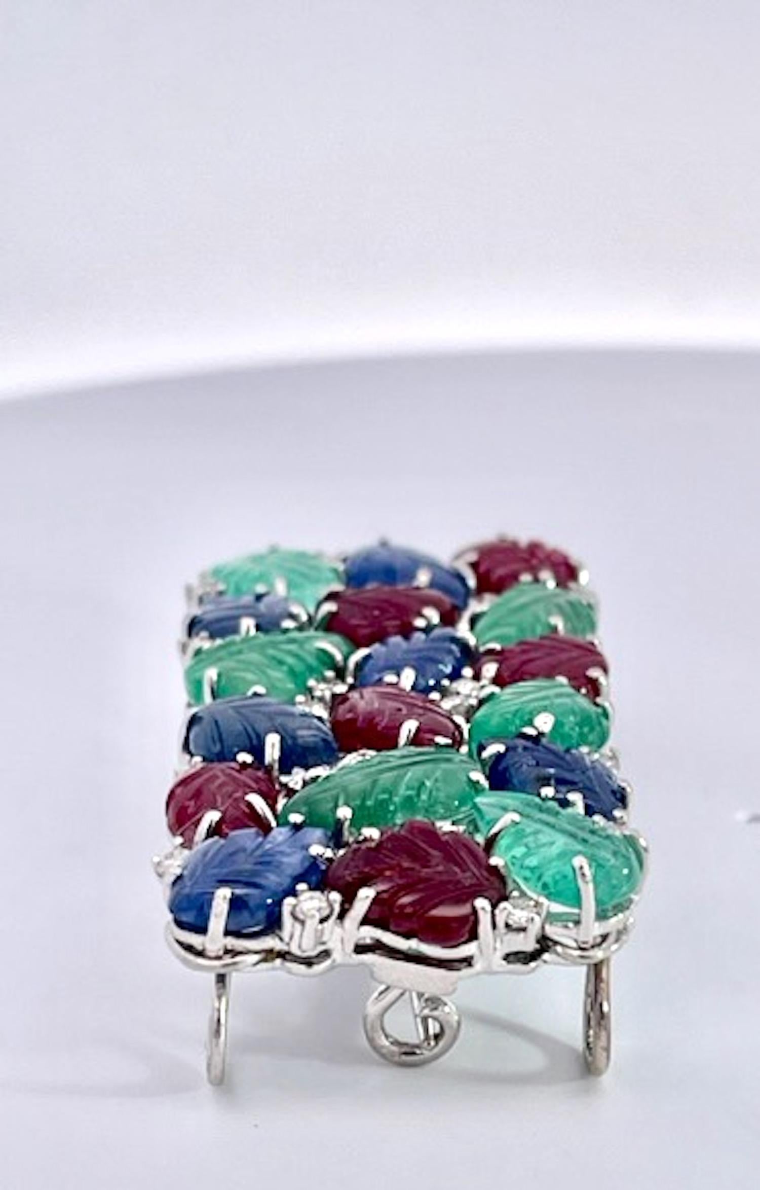 Art Deco Tutti Frutti Brooch/Necklace 18K