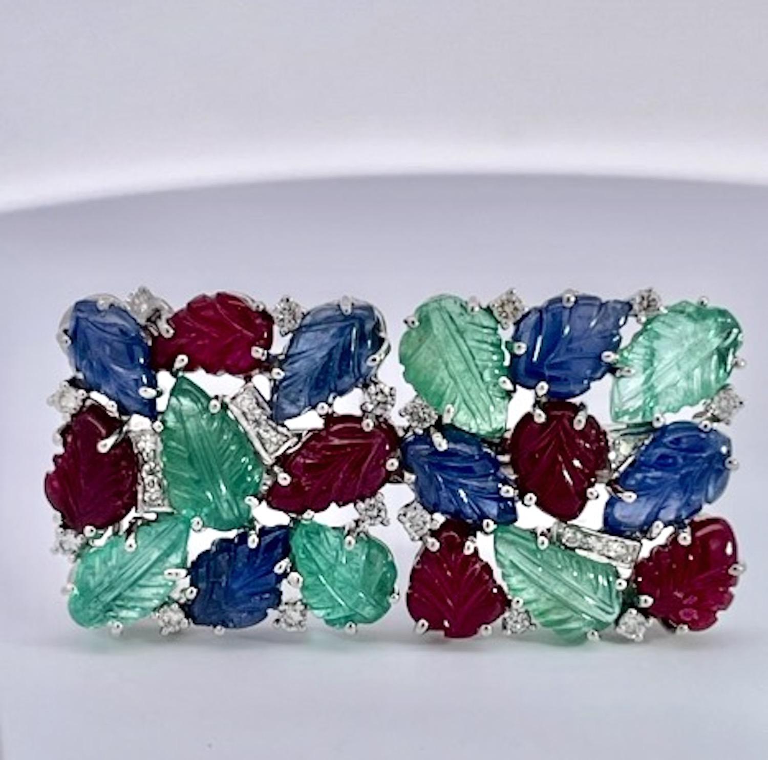 Round Cut Tutti Frutti Brooch/Necklace 18K
