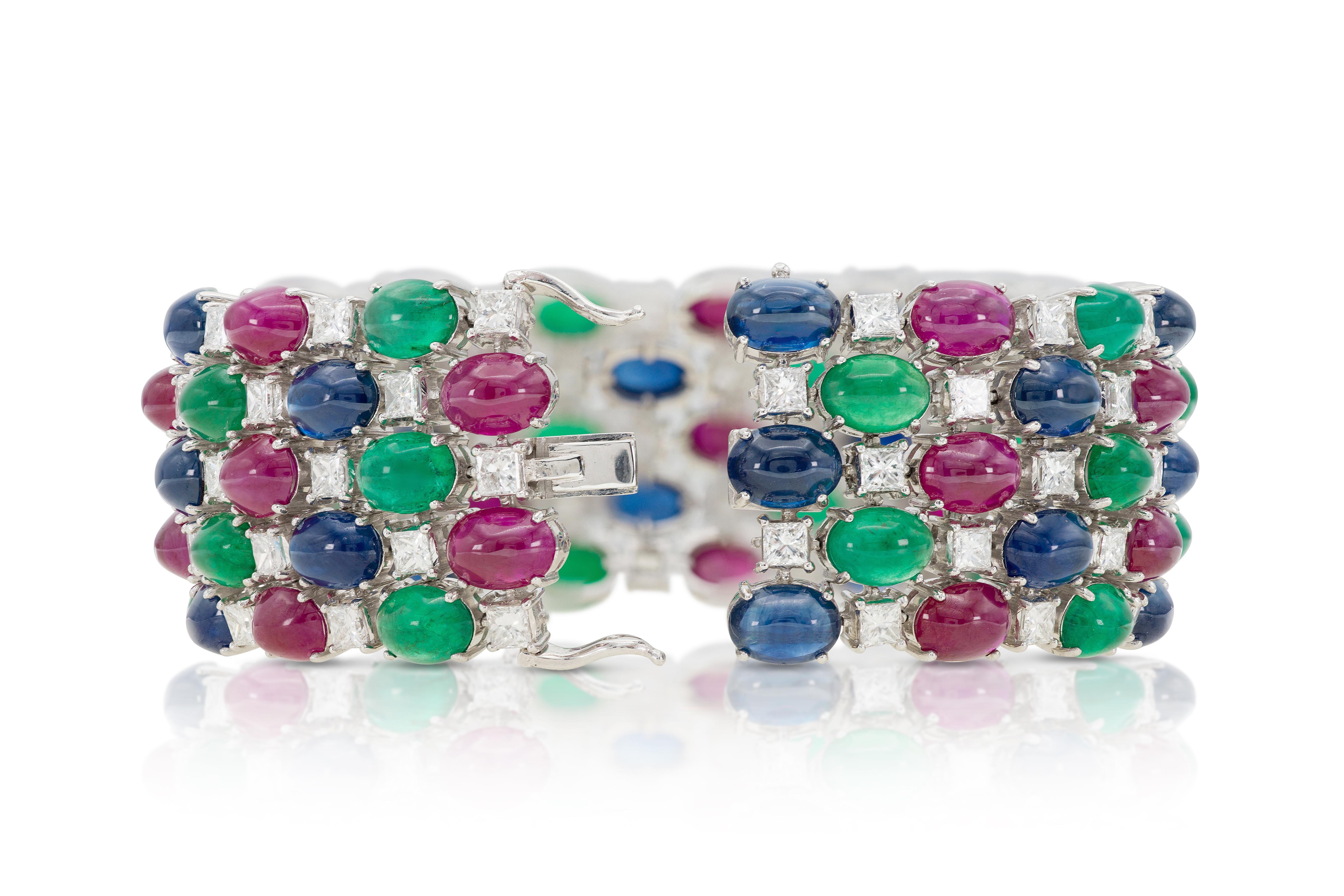 Bracelet multi-gemmes Tutti Frutti Cabochon Bon état - En vente à New York, NY