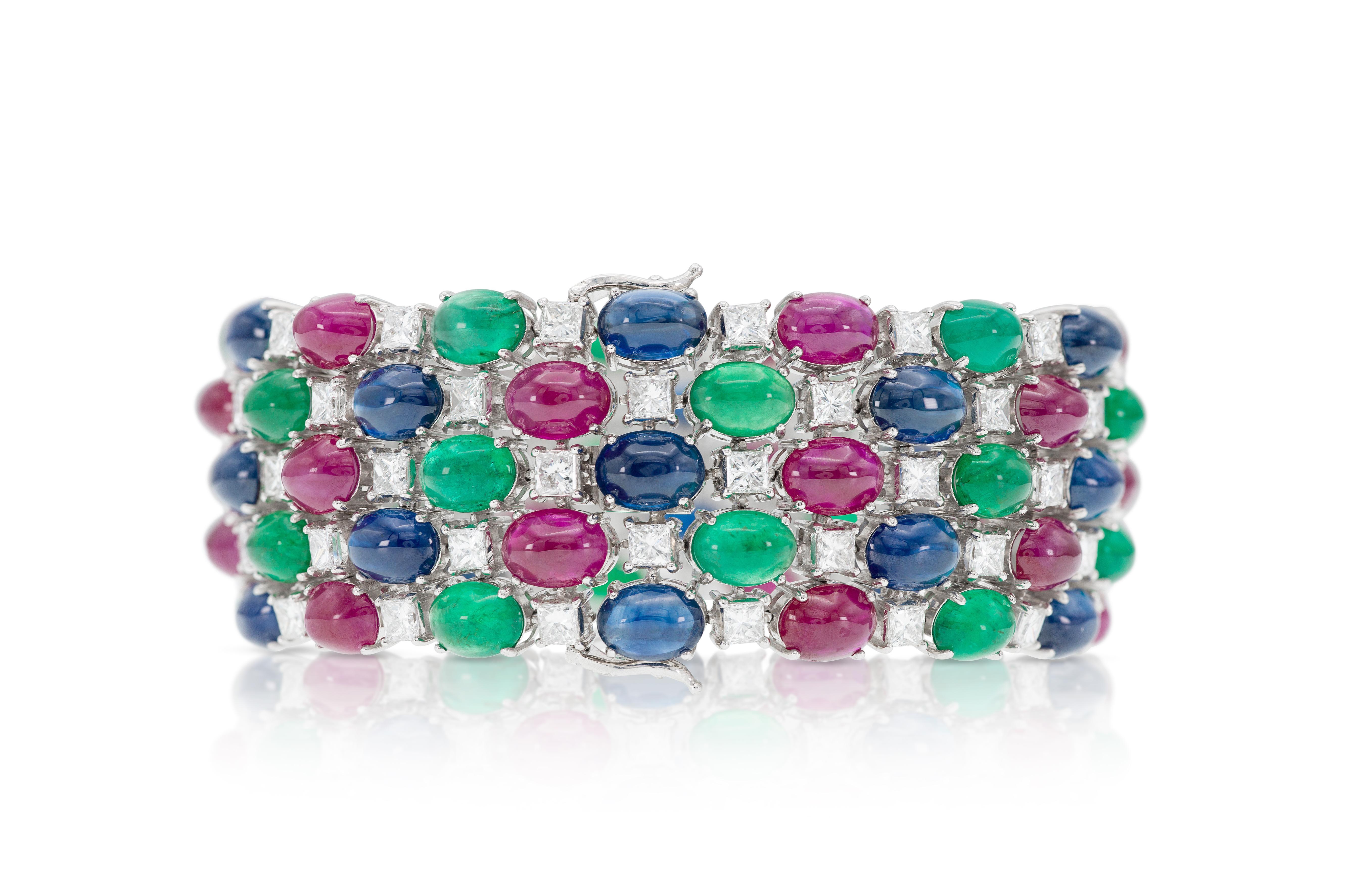 Bracelet multi-gemmes Tutti Frutti Cabochon Pour femmes en vente