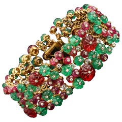 Tutti Frutti Carved Emerald, Ruby and Spinel Bracelet by Bulgari