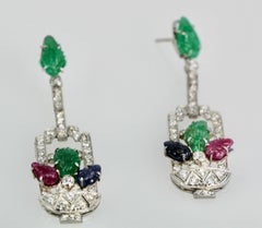 Tutti Frutti Diamant-Tropfen-Ohrringe