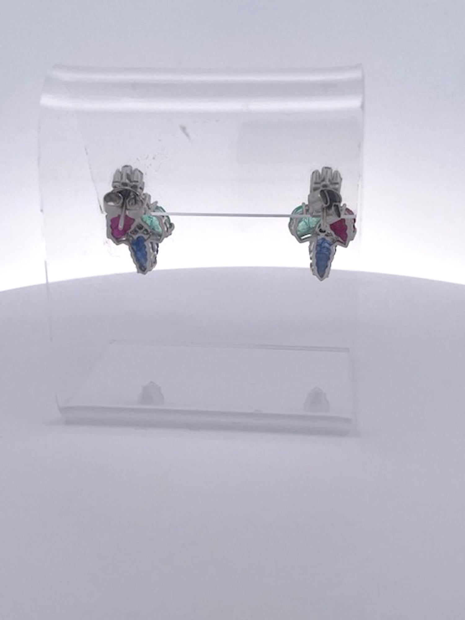 Women's Tutti Frutti Earrings 14K For Sale