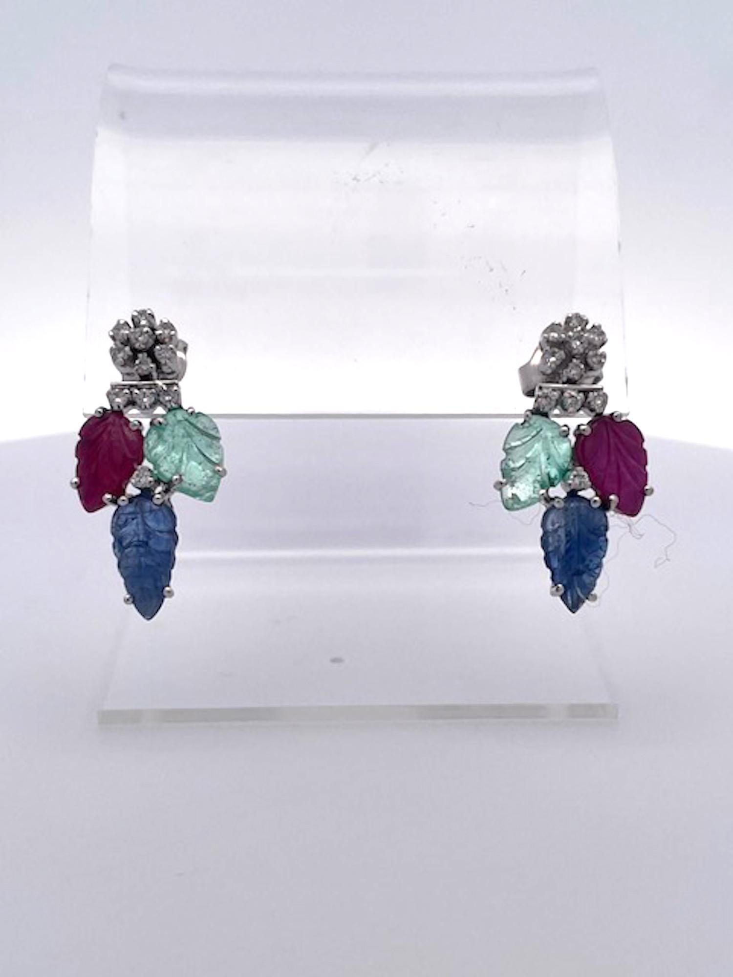 Tutti Frutti Earrings 14K For Sale 1