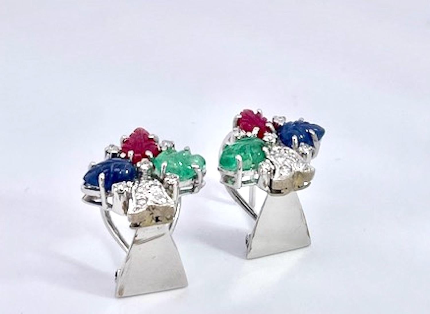 Tutti Frutti Earrings 18k White Gold For Sale 5