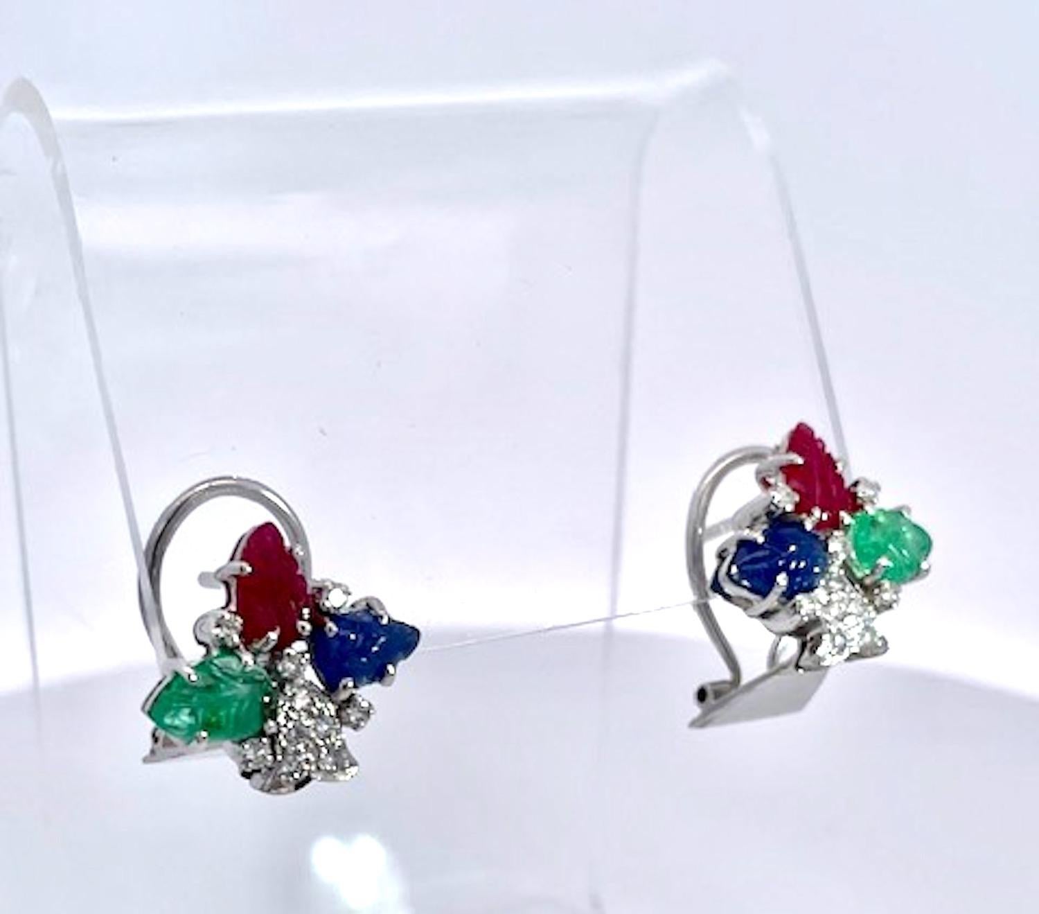 Tutti Frutti Earrings 18k White Gold For Sale 6