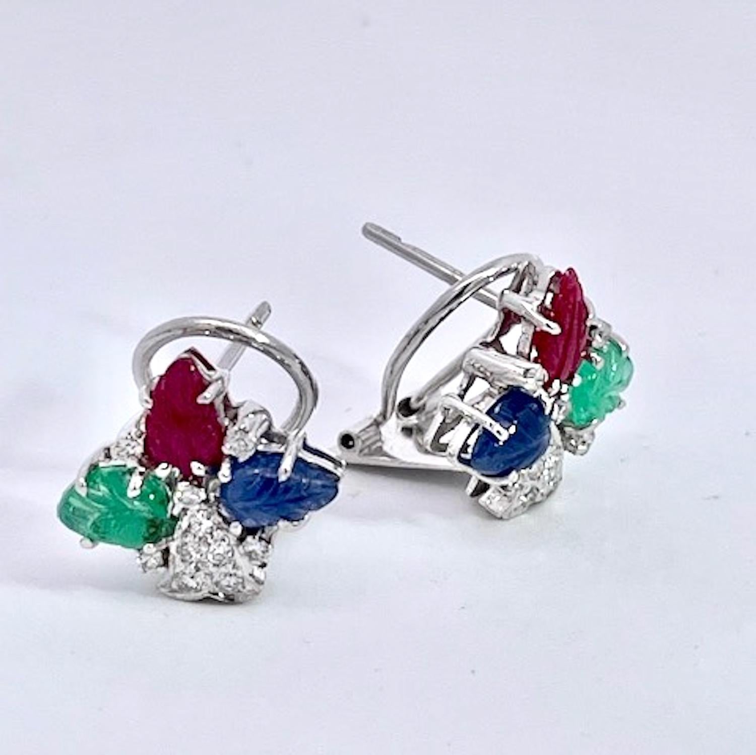 Tutti Frutti Earrings 18k White Gold For Sale 7