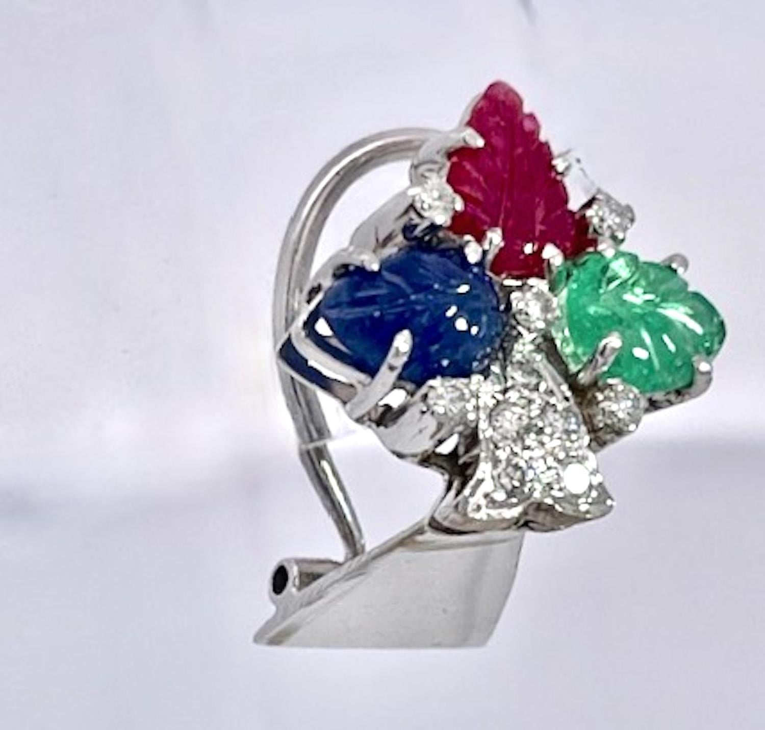 These Tutti Frutti in Earrings 18K White Gold are a beautiful match to both Tutti Frutti Bracelets that I have listed.  They also match several Tutti Frutti rings I have listed. They are simple but when you have a large Tutti Frutti Bracelet you do