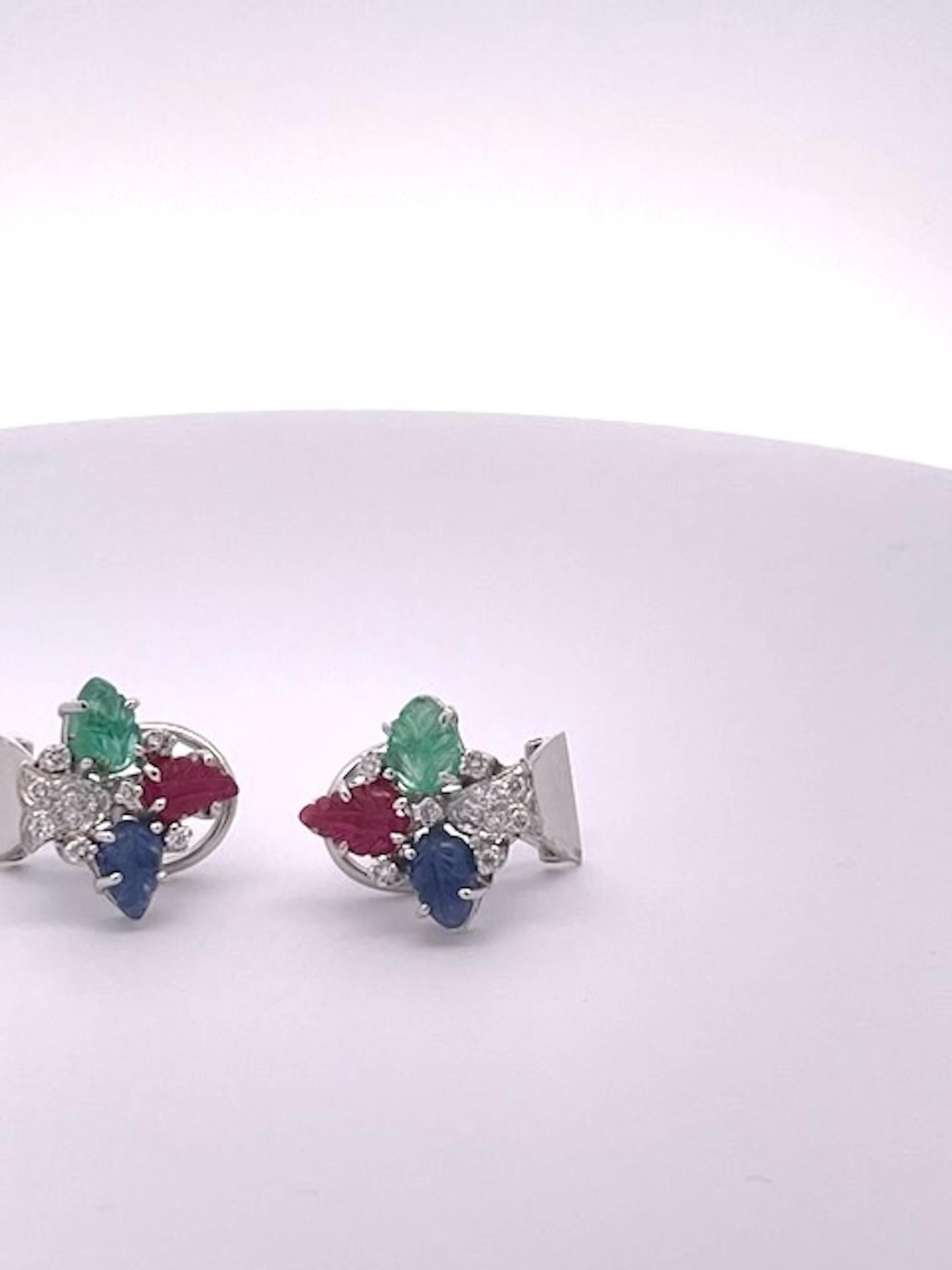 Tutti Frutti Boucles d'oreilles en or blanc 18 carats Pour femmes en vente