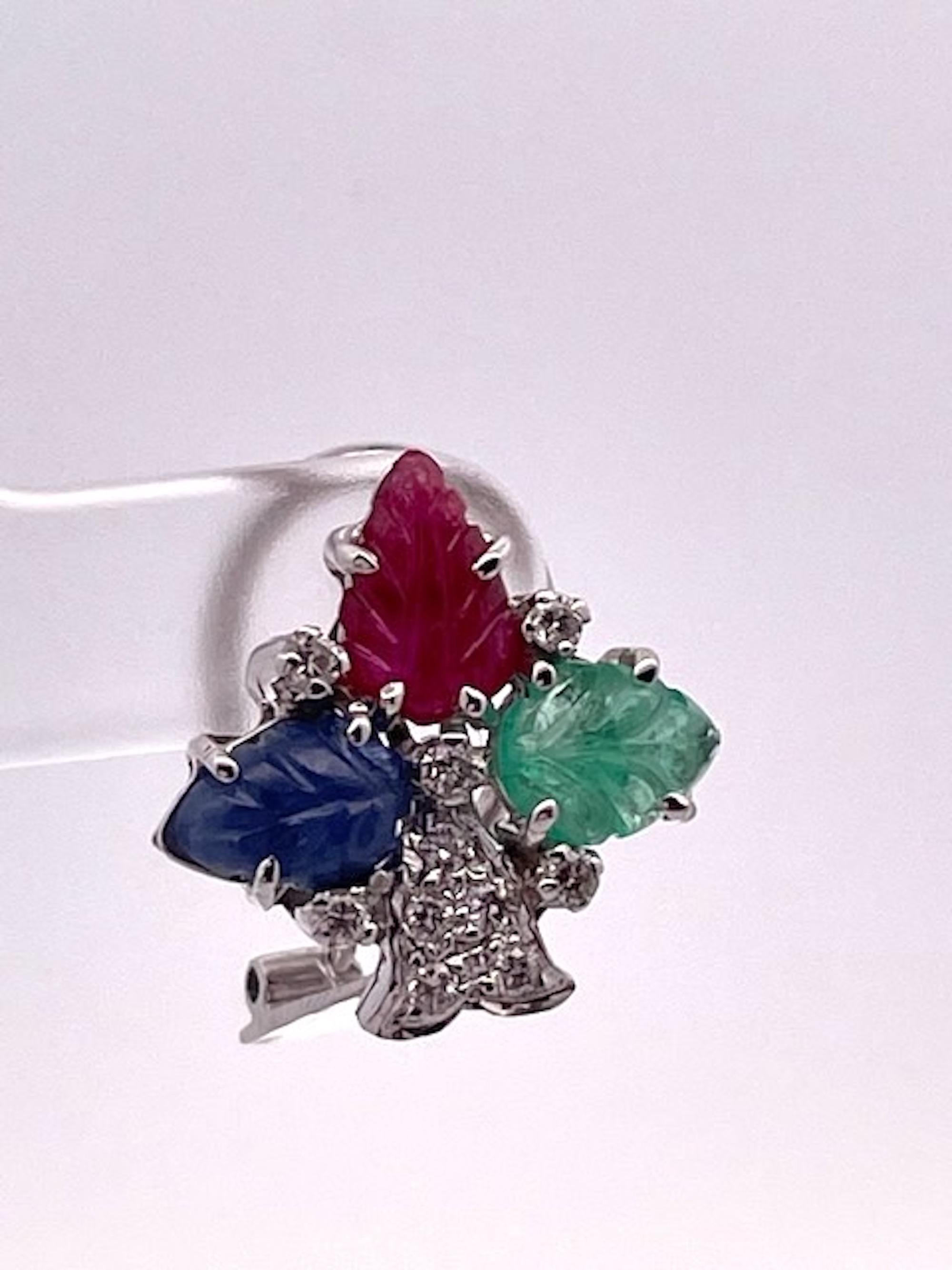 Tutti Frutti Boucles d'oreilles en or blanc 18 carats en vente 1