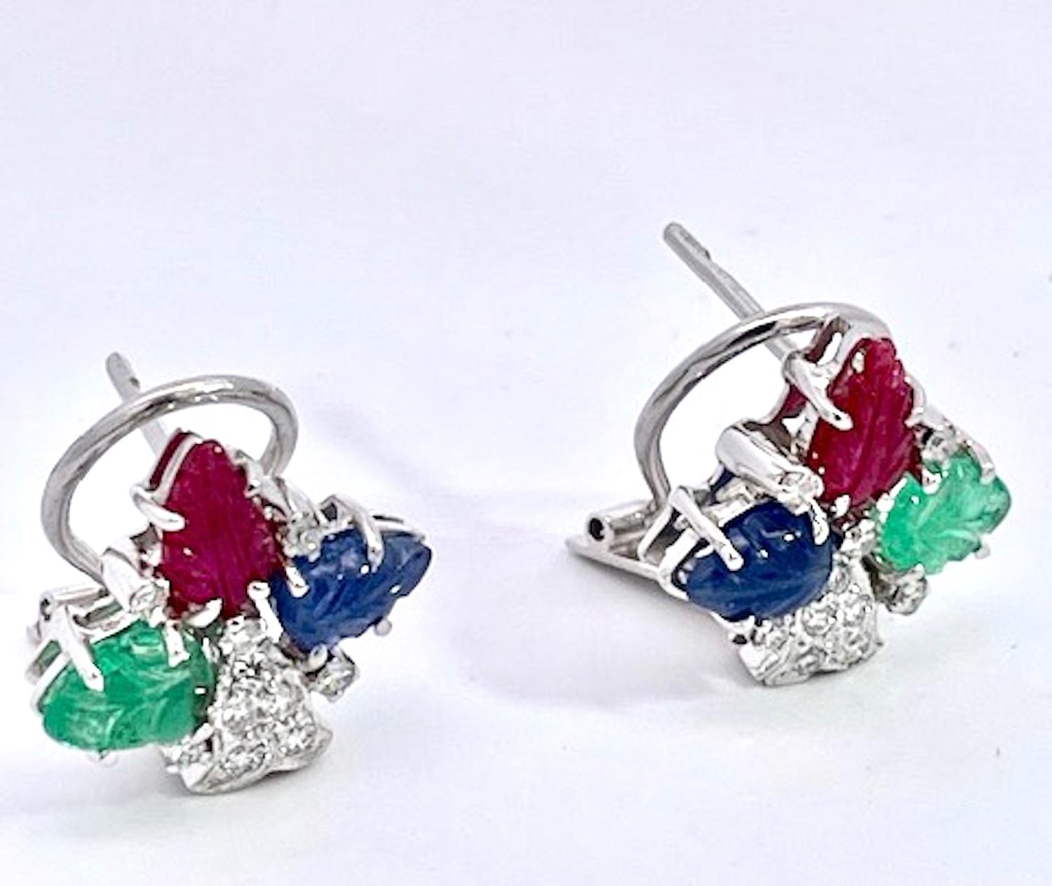 Tutti Frutti Earrings 18k White Gold For Sale 3